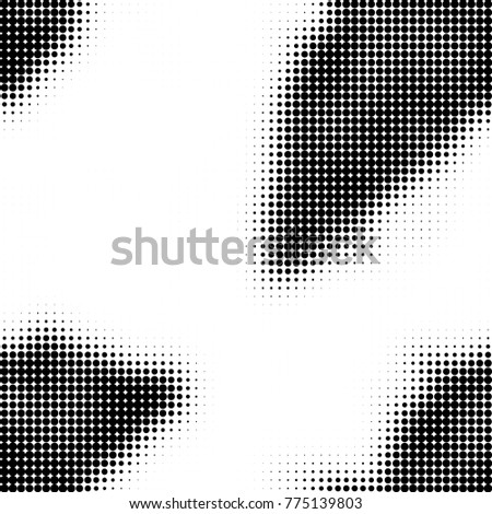 Halftone black and white pattern. Abstract monochrome vector background. Texture for print and design