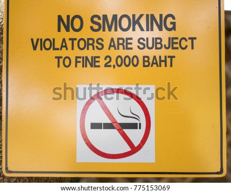 no smoking violatrs are subject to fine 2,000 baht