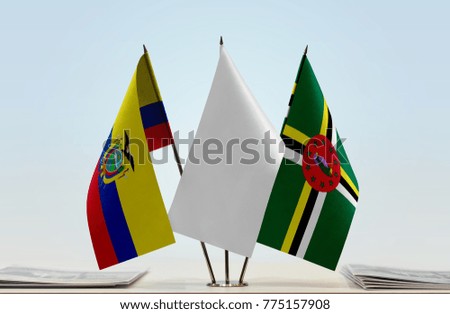 Flags of Ecuador and Dominica with a white flag in the middle