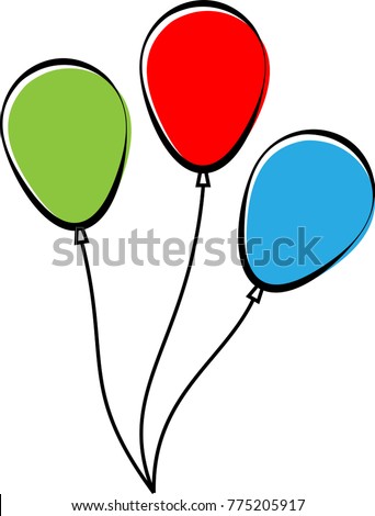 Balloon, Helium Filled Balloon In Red Green Blue Color Vector Art Illustration