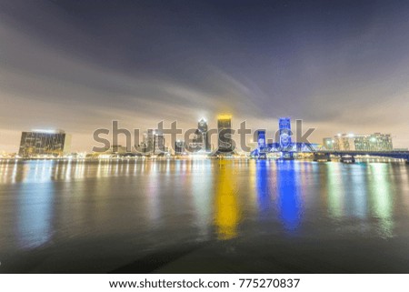 Jacksonville night skyline, Florida.