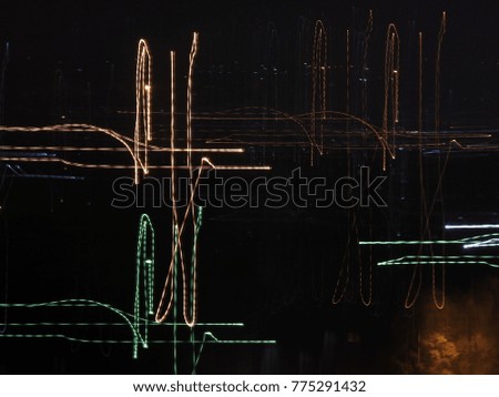 Abstract background of Long exposure vehicle light trails, night photography, noisy and blurred, Beautiful colorful designs over black background 