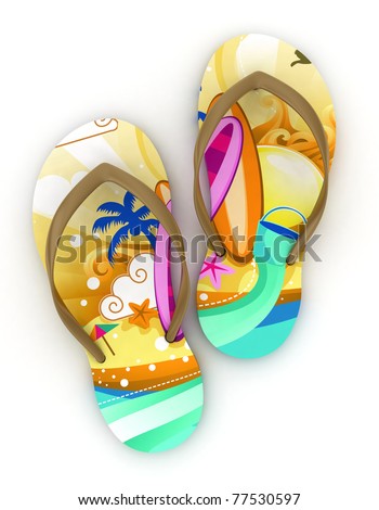 3D Illustration of Colorful Flip-flops