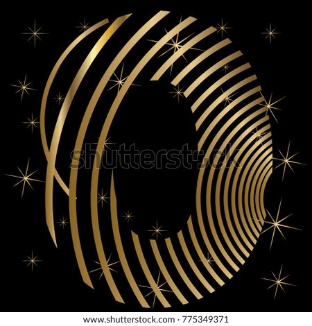 Golden number 0 vector design element for greeting card or poster