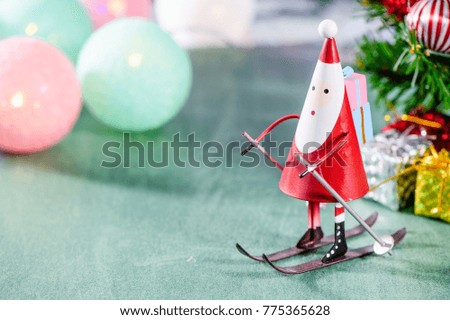 christmas decoration, skating santa claus, christmas Ambience image 

isolated on green background
