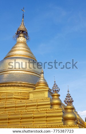 close up of the Golden Kuthodaw Pagoda, Mandalay, Myanmar (Burma)