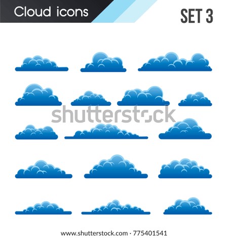 Set of cartoon clouds on a white background