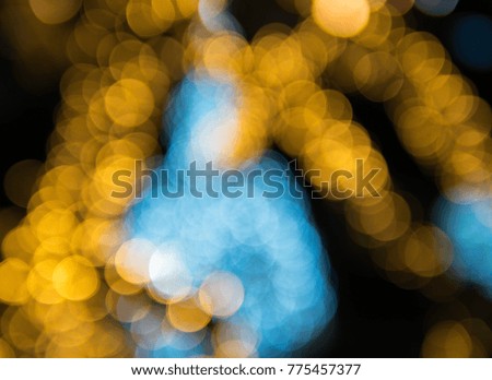 Golden and silver lights, bokeh of Bangkok night city in walking street. Lights Bokeh Background.
