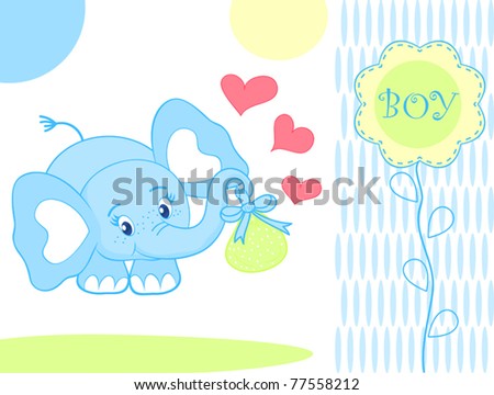 elephant for a baby boy, invitation