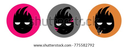 demonic face icons vector
