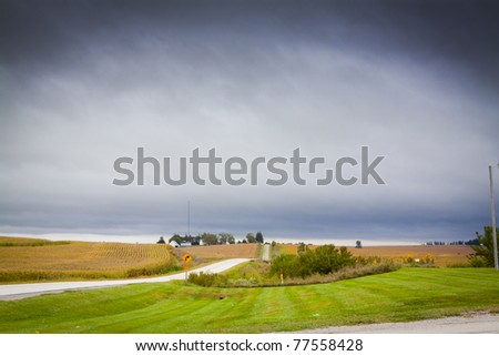 Storm on country road in Iowa