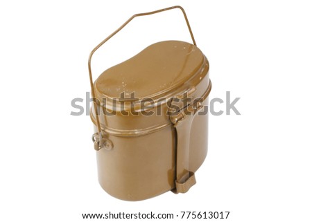 Soviet Army mess kit isolated on white background