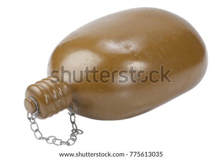 Soviet Army water canteen on white background