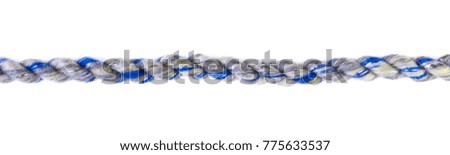 Decorative blue  braided curtain cord. Slice on white background