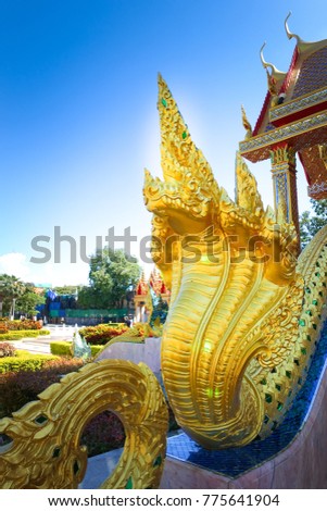Gold Naga Statue, Gold Naga Statue in Thailand
