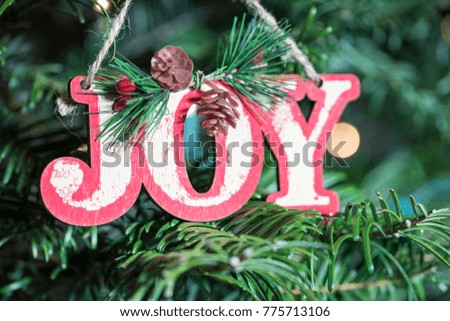 Christmas Xmas tree ornament that says joy