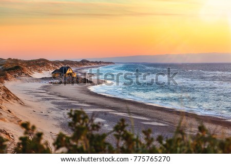 An old house at the beach near Gammel Skagen Royalty-Free Stock Photo #775765270