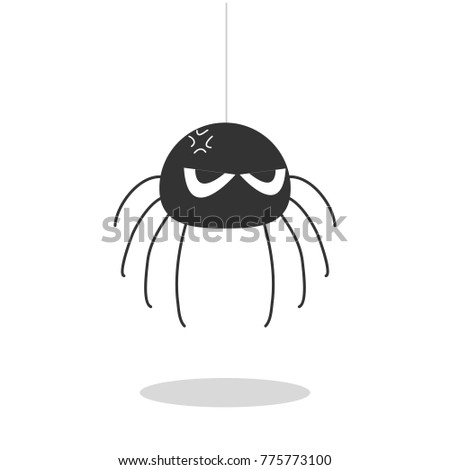 Spider hanging vector isolated on white background.