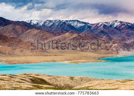 Beautiful view of  Yashikul Lake in Pamir in Tajikistan