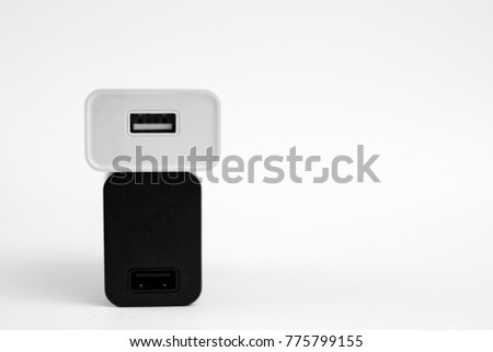 Two usb charging black and white on a white background.