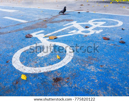 Close up of old Blue Bike Lane Sign