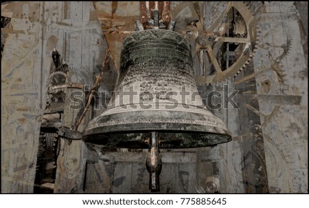 A calm bell. An old metallic bell, a sign of eternity, peace, concentration.