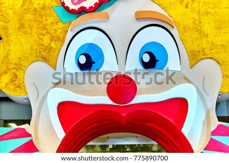 Entrance Clown mouth, backdrop joker
