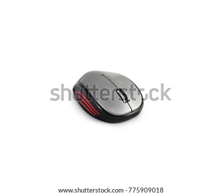 The Silver and black computer mouse isolated on white include clipping path
