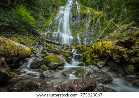 Wide Angle View of Proxy Falls from Water Level