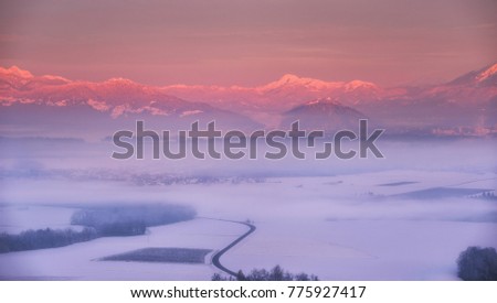 Winter morning view from Smlednik castle