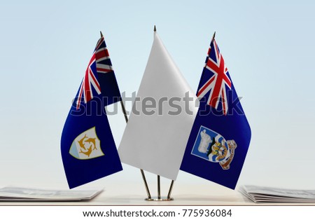 Flags of Anguilla and Falkland Islands with a white flag in the middle