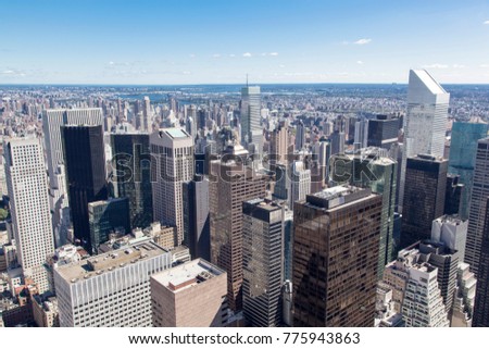 The aerial view of Manhattan Upper East Side district (New York City).