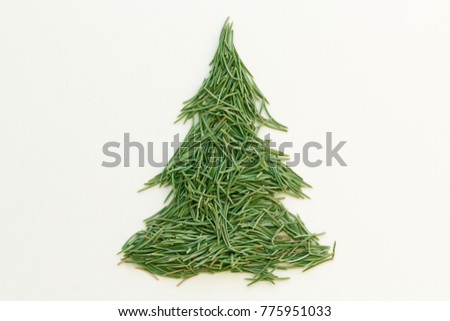 Spruce shape from fir needles. Copy space
