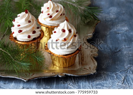Chocolate cupcakes with whipped cream