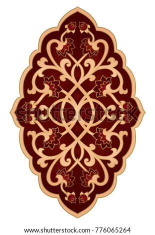 Floral medallion for design. Template for carpet, wallpaper, textile and any surface. Vector colorful pattern on a white background.