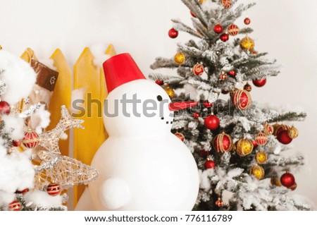 New Year's and Christmas decorations, decorated Christmas tree, holiday
