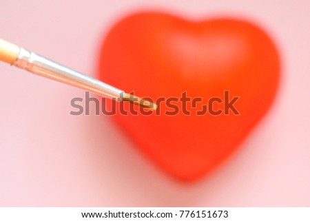 Valentine day with brush painting on heart and white background