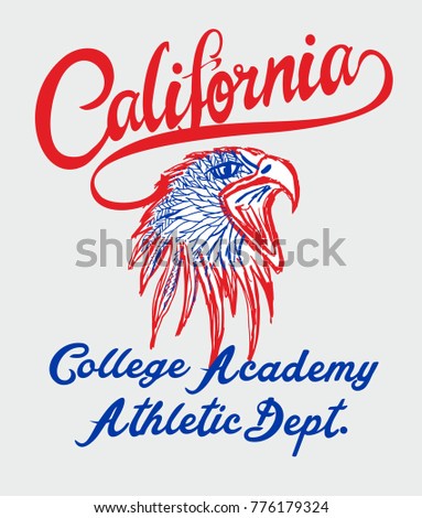 California Los Angeles Athletic College Academy, Eagle head printing , embroidery graphic design vector art artwork