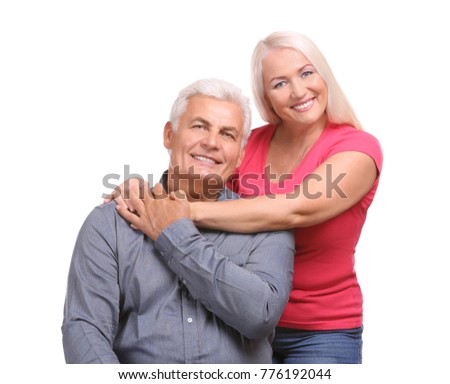Mature couple against white background