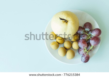 Welcome fruits on table in modern room 
