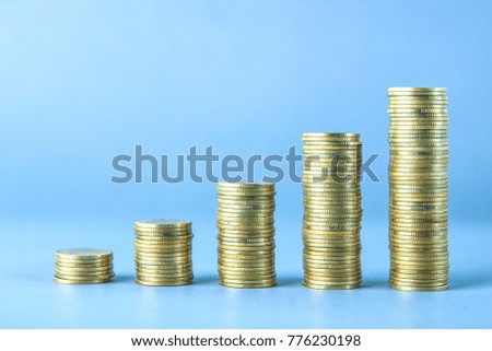 rows of coins, business, Finance banking and saving money concept
