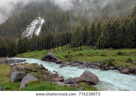Pretty waterfall, named "Grawa" in the austrian alps, Tyrol                              