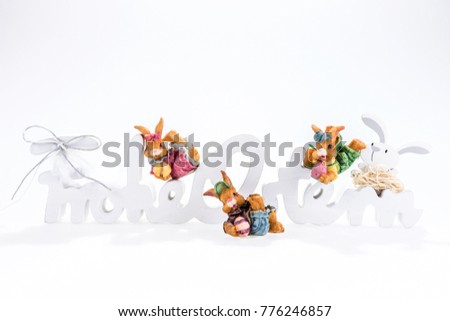 Congratulation Happy Easter in German. Decorated letters isolated on white background