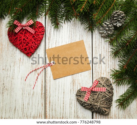 Christmas holiday background - card with tree and decorations