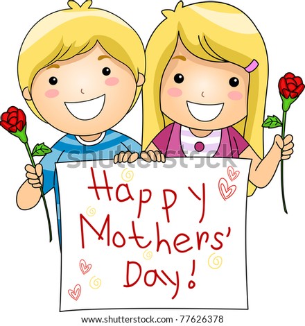 Illustration of Kids Flashing a Mothers' Day Greeting