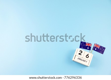 JANUARY 26 Wooden calendar Concept independence day of Australia and Australia national day with space for your text.