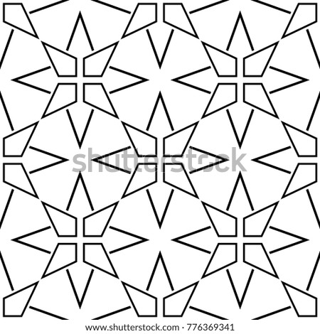 White and black monochrome geometric ornament. Seamless pattern for web, textile and wallpapers