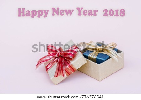 Happy New Year 2018 background gifts box decor for new year and christmas background and copy space , vintage Thank you special style