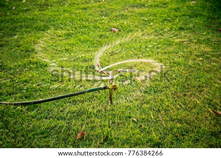 water sprinkler with green grass