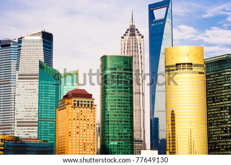 panoramic picture of the lujiazui financial center in shanghai china